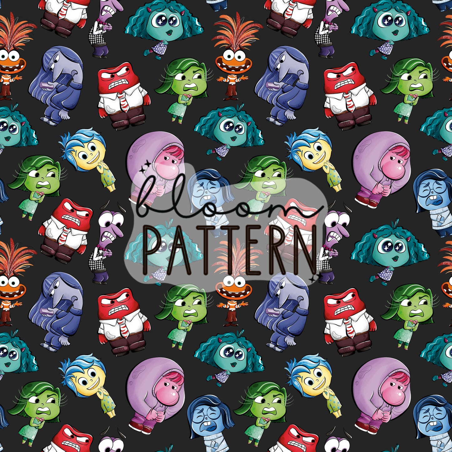 Inside Out 2 Emotions Seamless Pattern