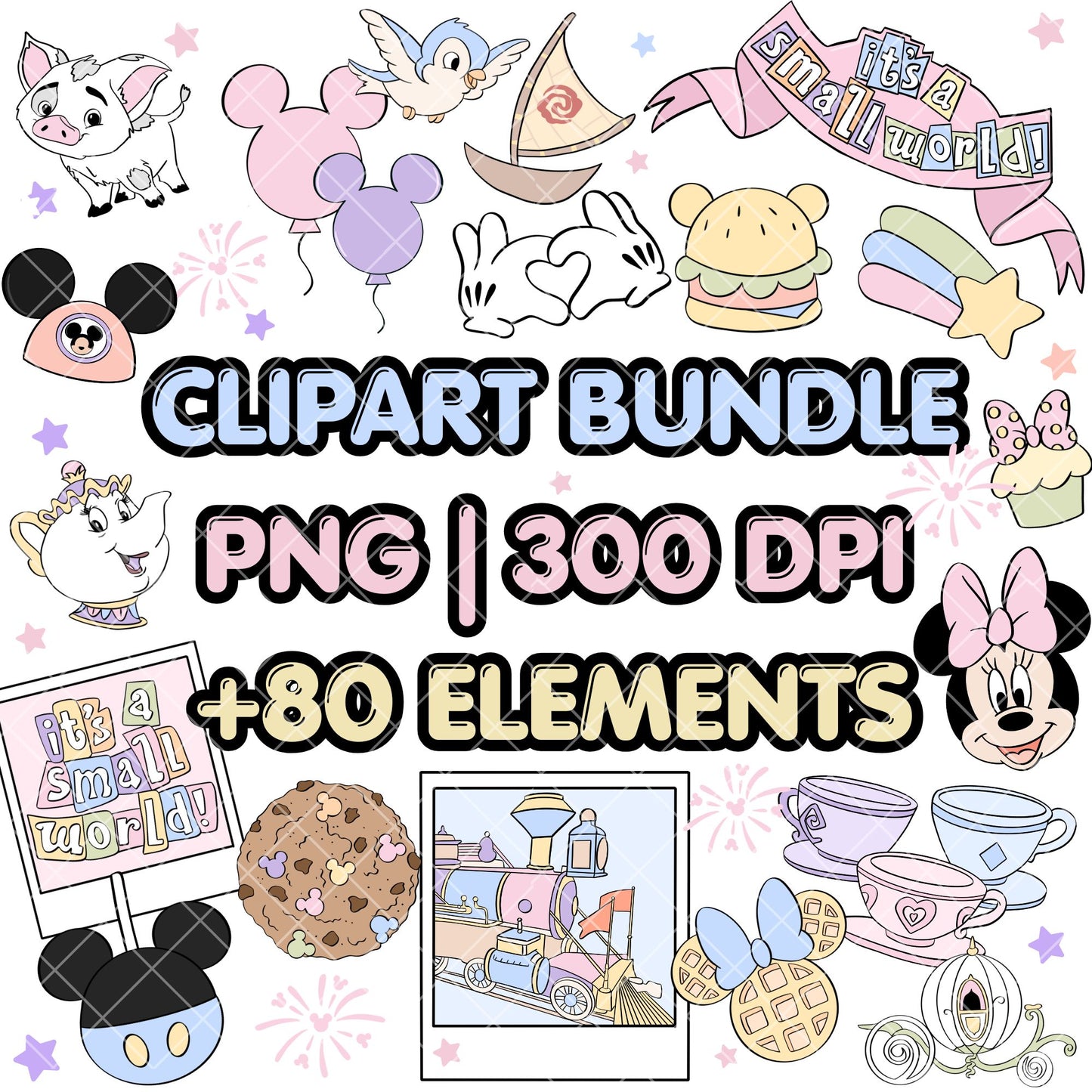 Magic Kingdom Mickey Clipart Pastel | Disney Trip Clipart