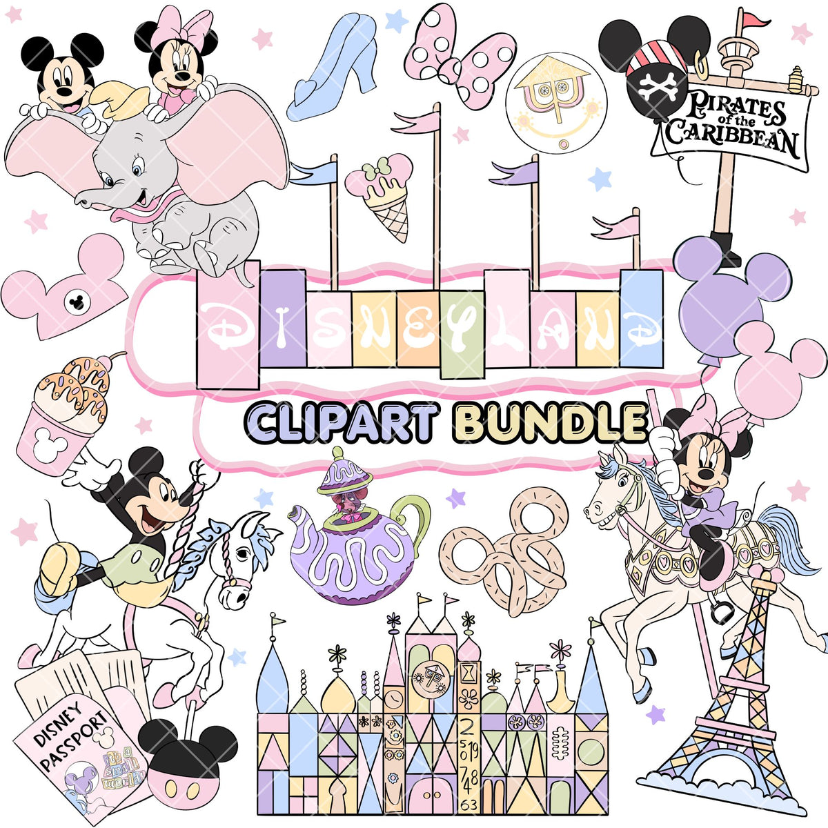 Disneyland Pastel Clipart Pastel | Disney Trip Clipart