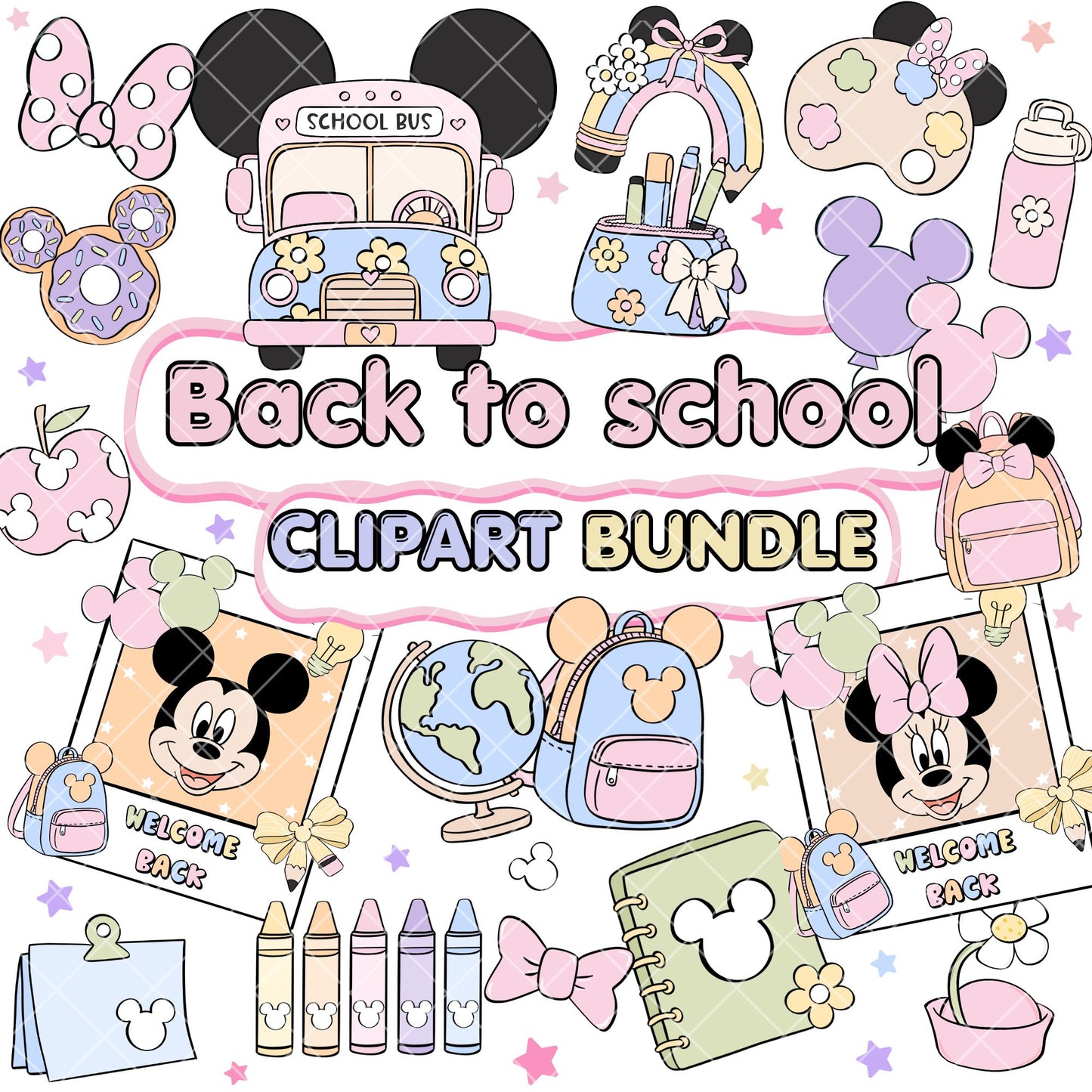 Back to School Clipart Pastel | Disney Trip Clipart