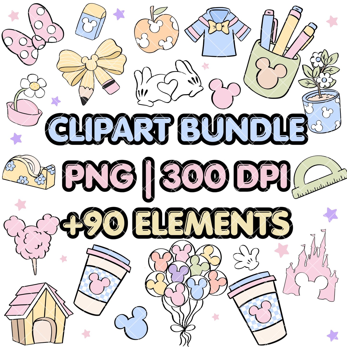 Back to School Clipart Pastel | Disney Trip Clipart