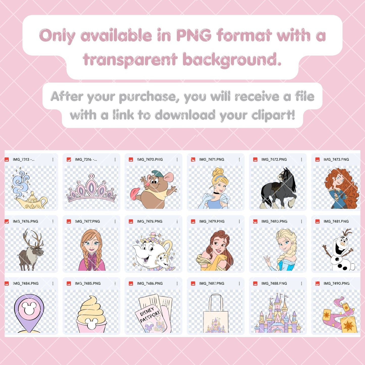 Princess Clipart Pastel | Disney Trip Clipart