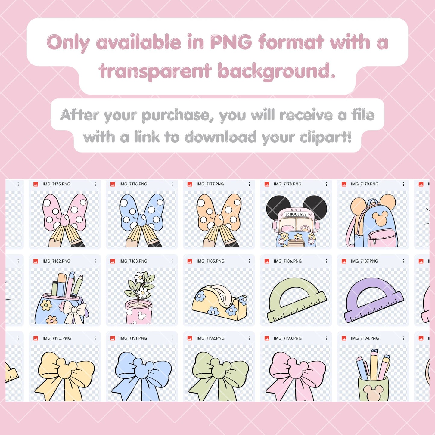 Back to School Clipart Pastel | Disney Trip Clipart