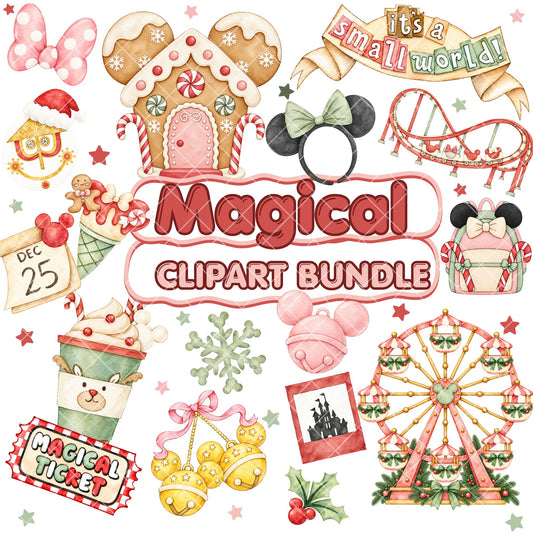 Watercolor Christmas Clipart Pastel | Disney Trip Clipart
