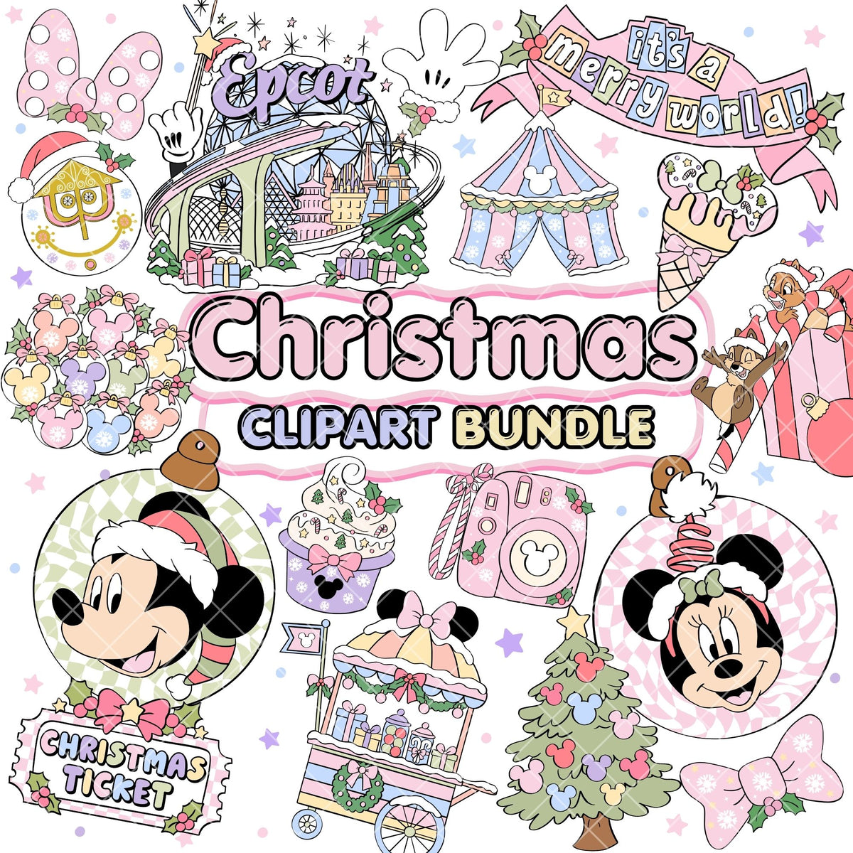 Christmas Mouse Pastel Clipart Pastel | Disney Trip Clipart