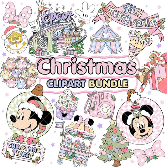Christmas Mouse Pastel Clipart Pastel | Disney Trip Clipart