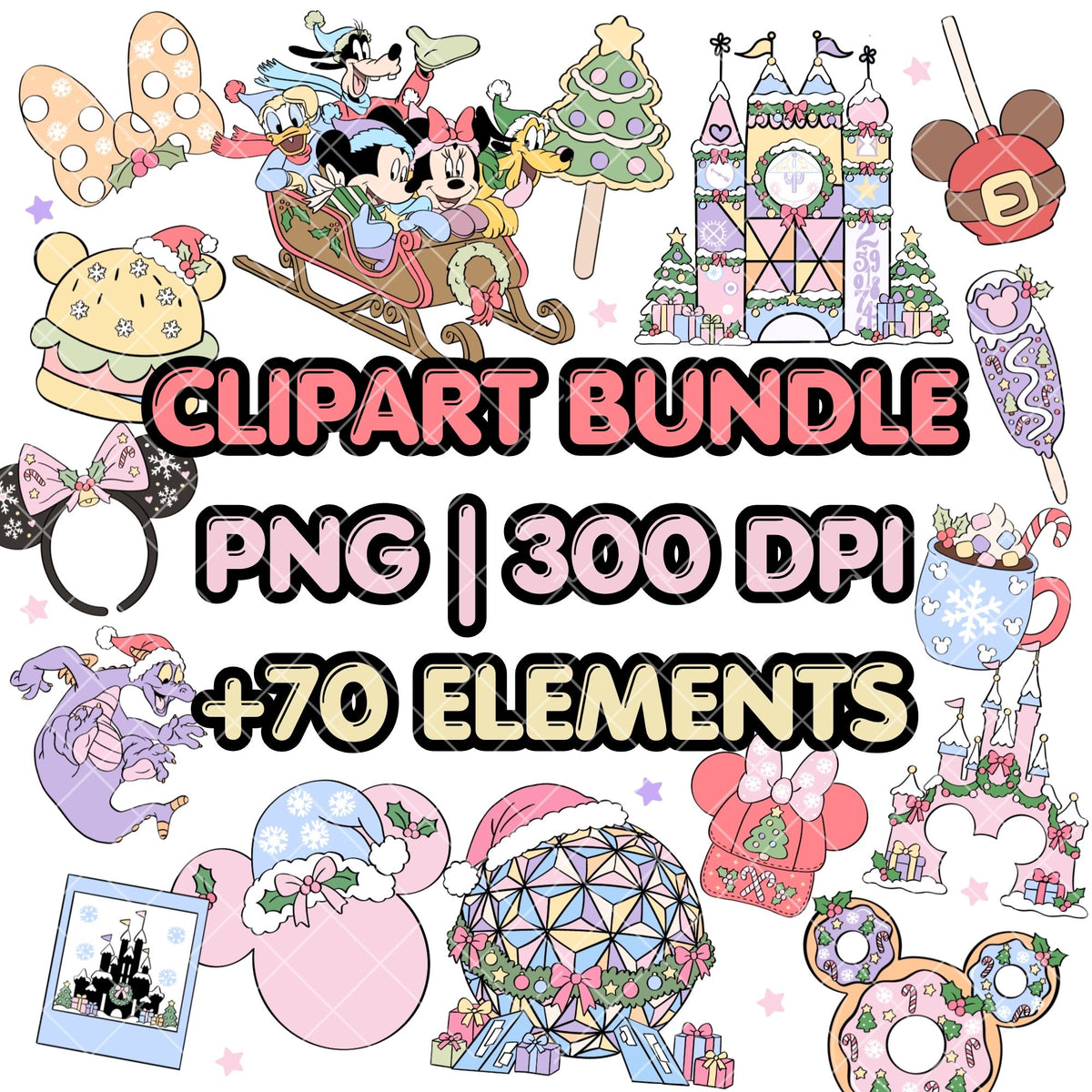 Christmas Mouse Pastel Clipart Pastel | Disney Trip Clipart