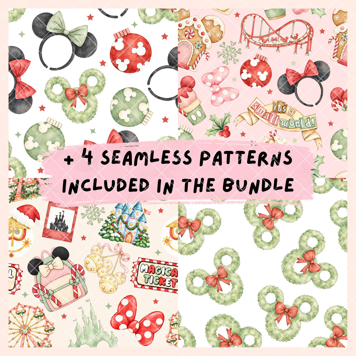 Watercolor Christmas Clipart Pastel | Disney Trip Clipart