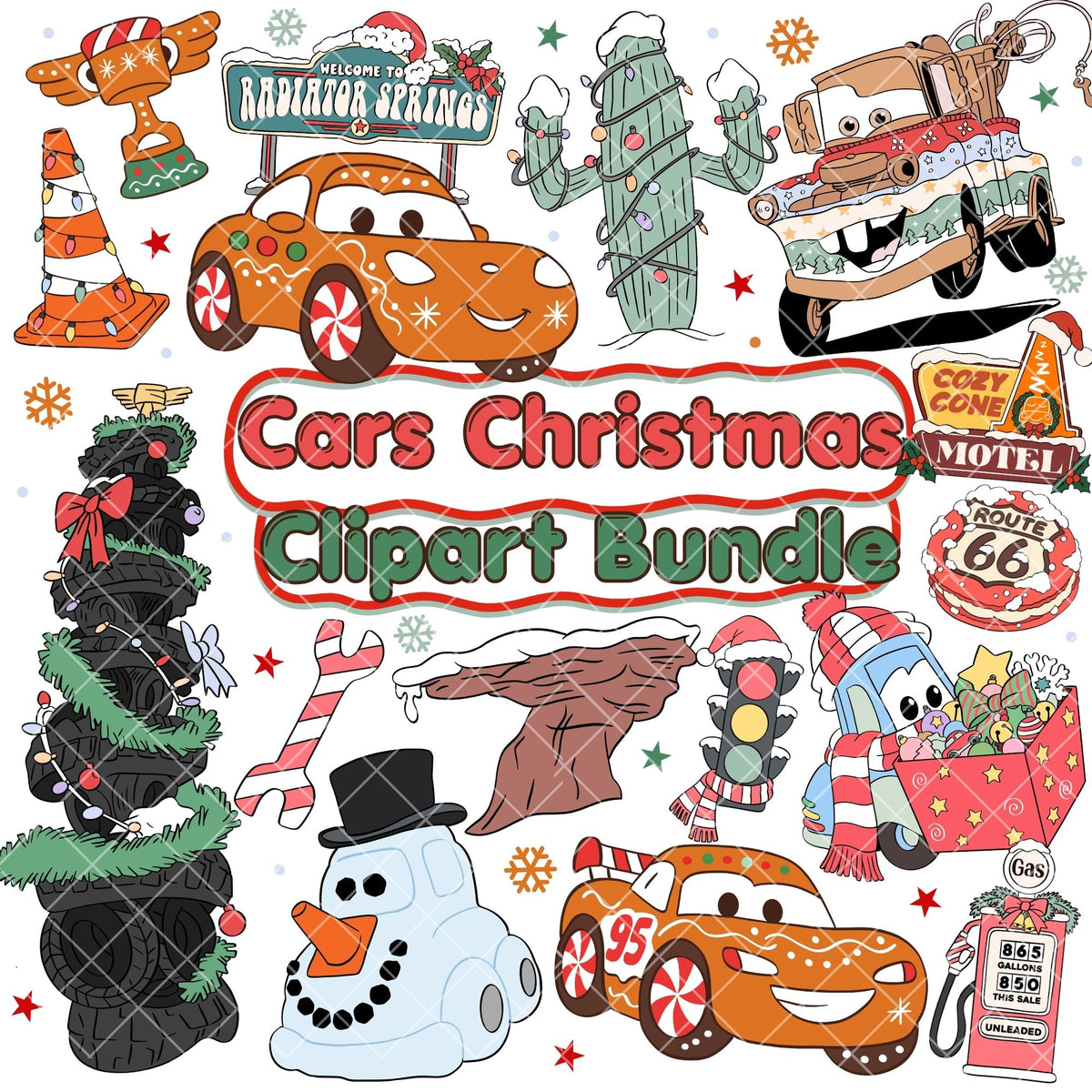 Cars Christmas Clipart Pastel | Disney Trip Clipart