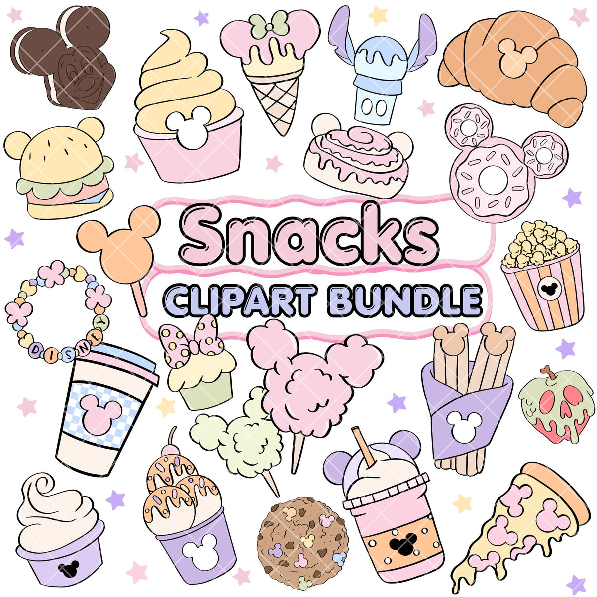 Snacks Pastel Clipart Pastel | Disney Trip Clipart
