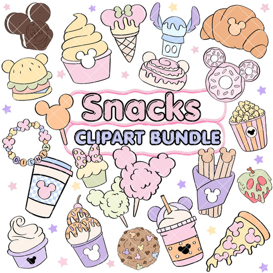 Snacks Pastel Clipart Pastel | Disney Trip Clipart