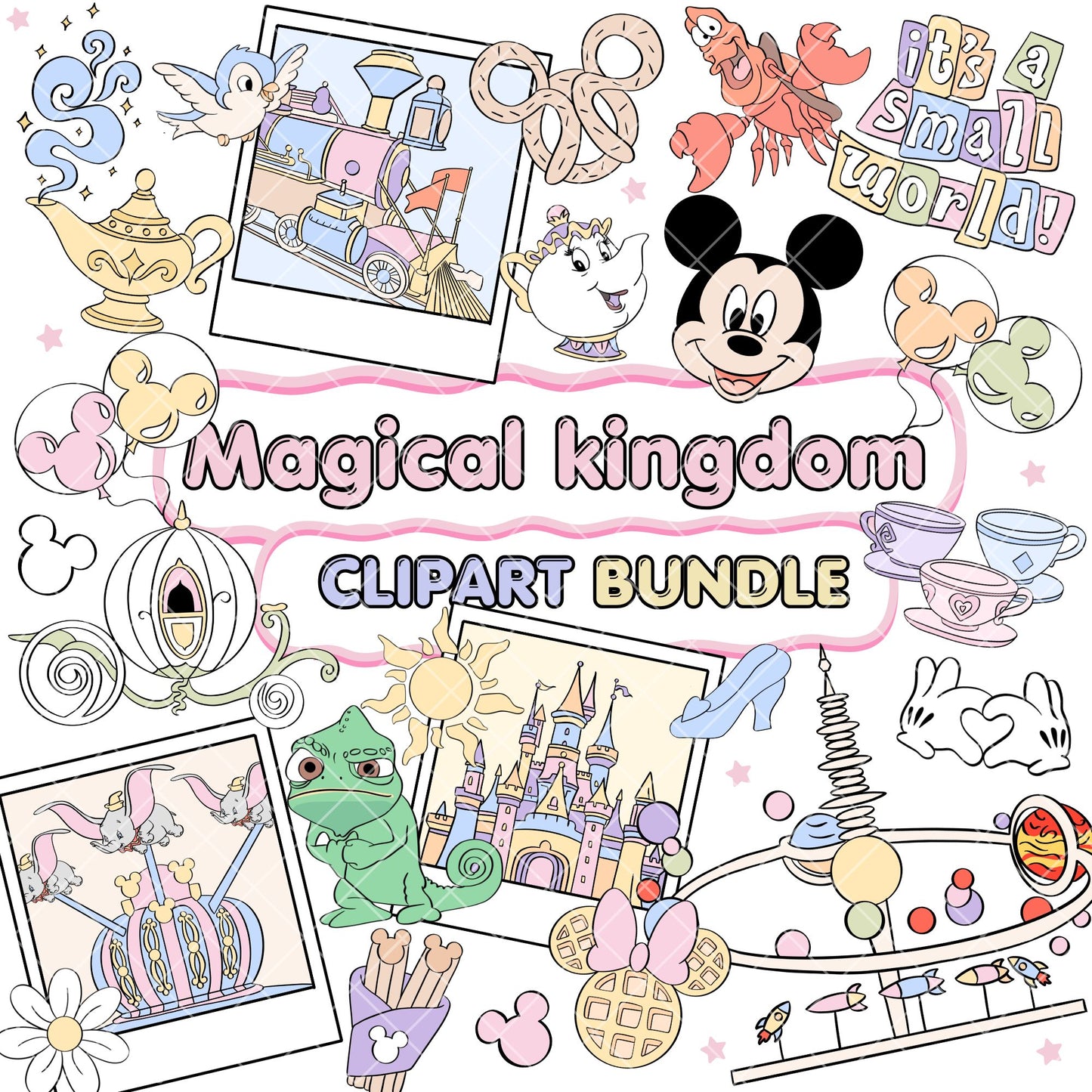Magic Kingdom Mickey Clipart Pastel | Disney Trip Clipart