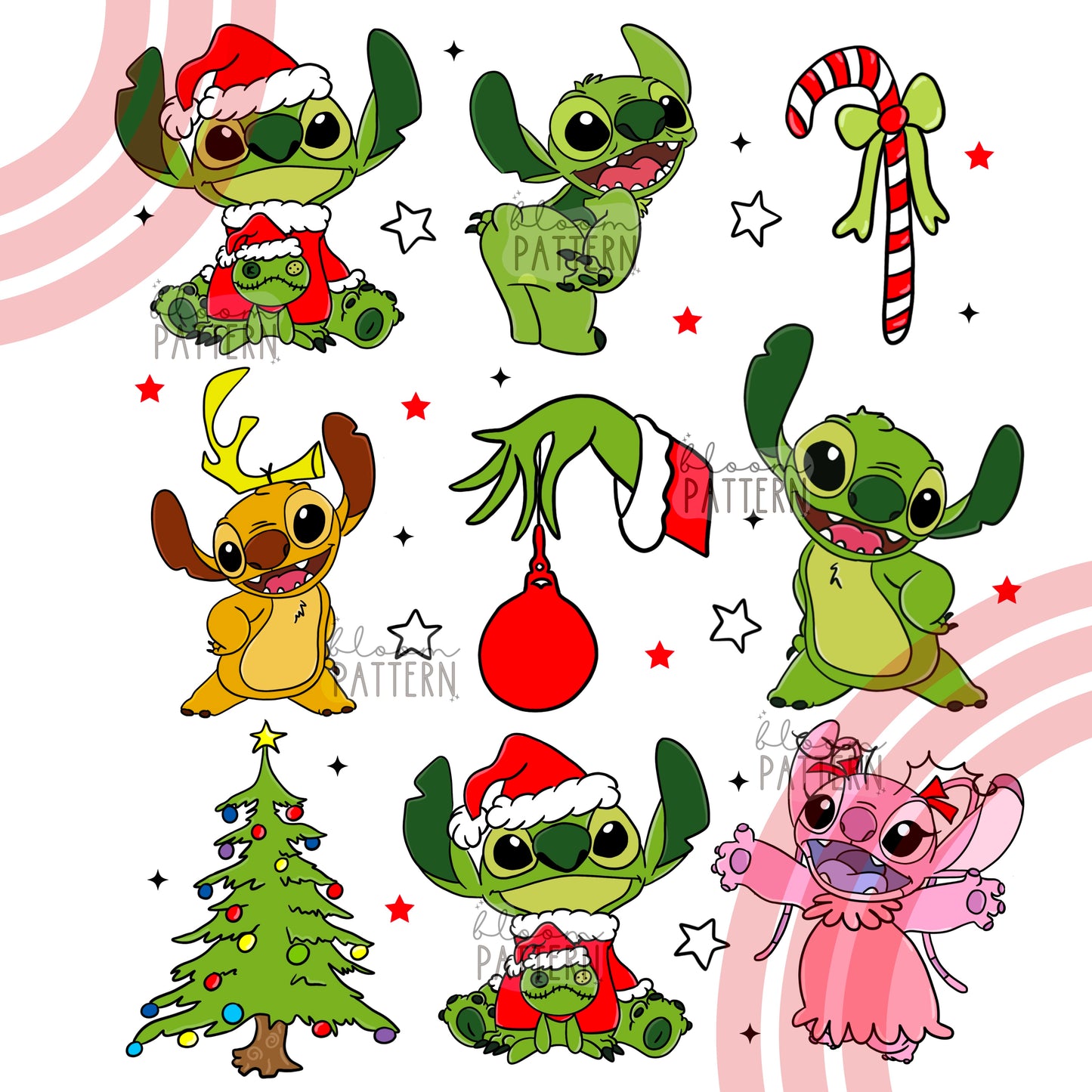 Stitch Grinch Christmas Sublimation Design