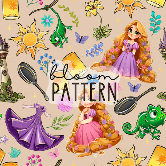Tangled Princess Seamless Pattern