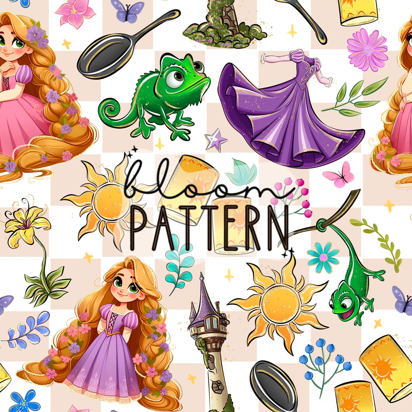 Tangled Princess Seamless Pattern