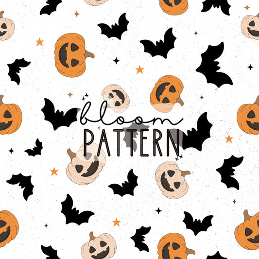 Halloween Bats Spooky Pumpkin Seamless Pattern