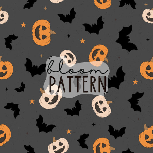 Halloween Bats Spooky Pumpkin Seamless Pattern