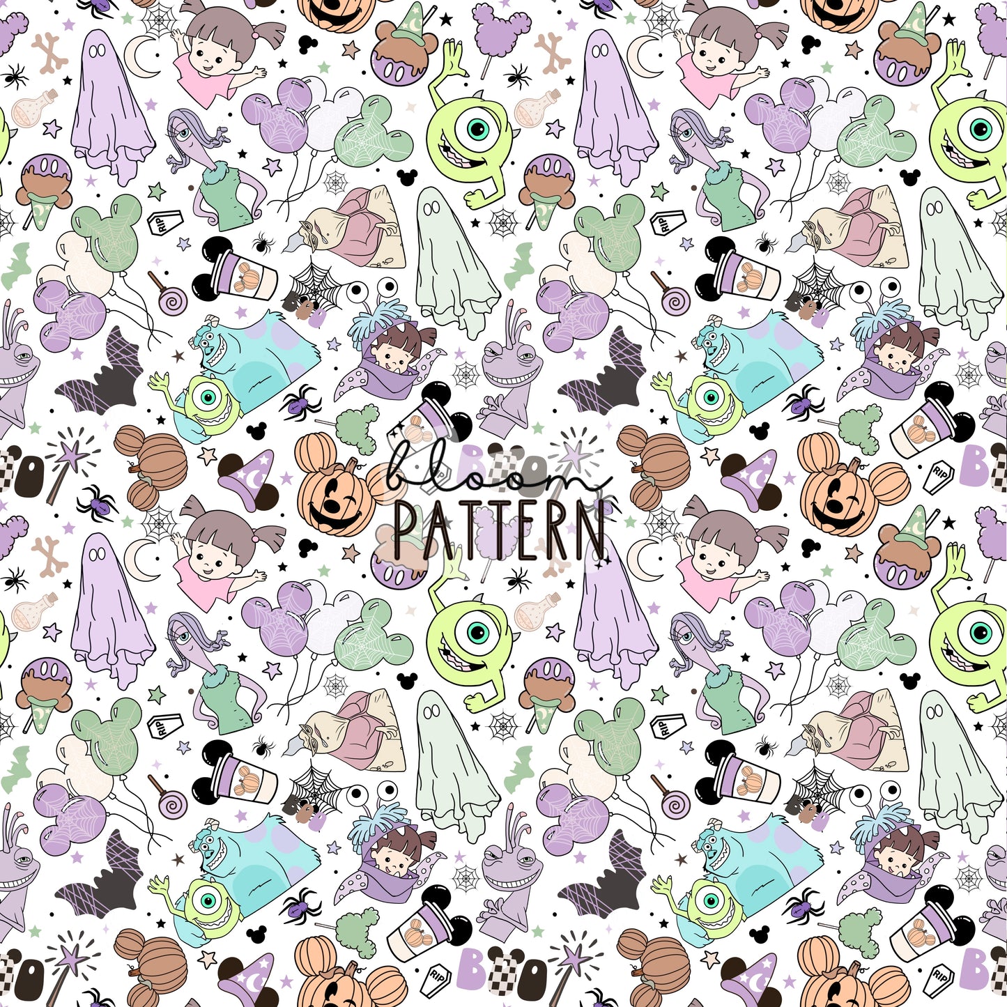 Monsters Halloween Spooky Seamless Pattern