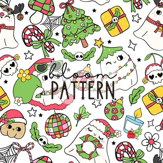 Ghost Christmas Seamless Pattern