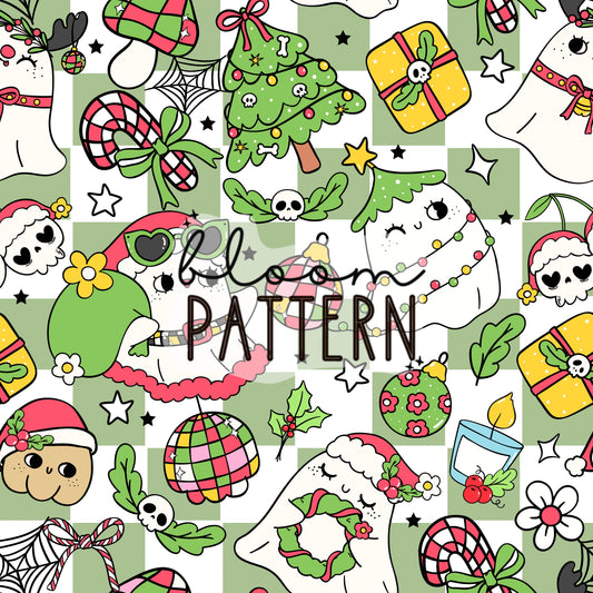 Ghost Christmas Seamless Pattern