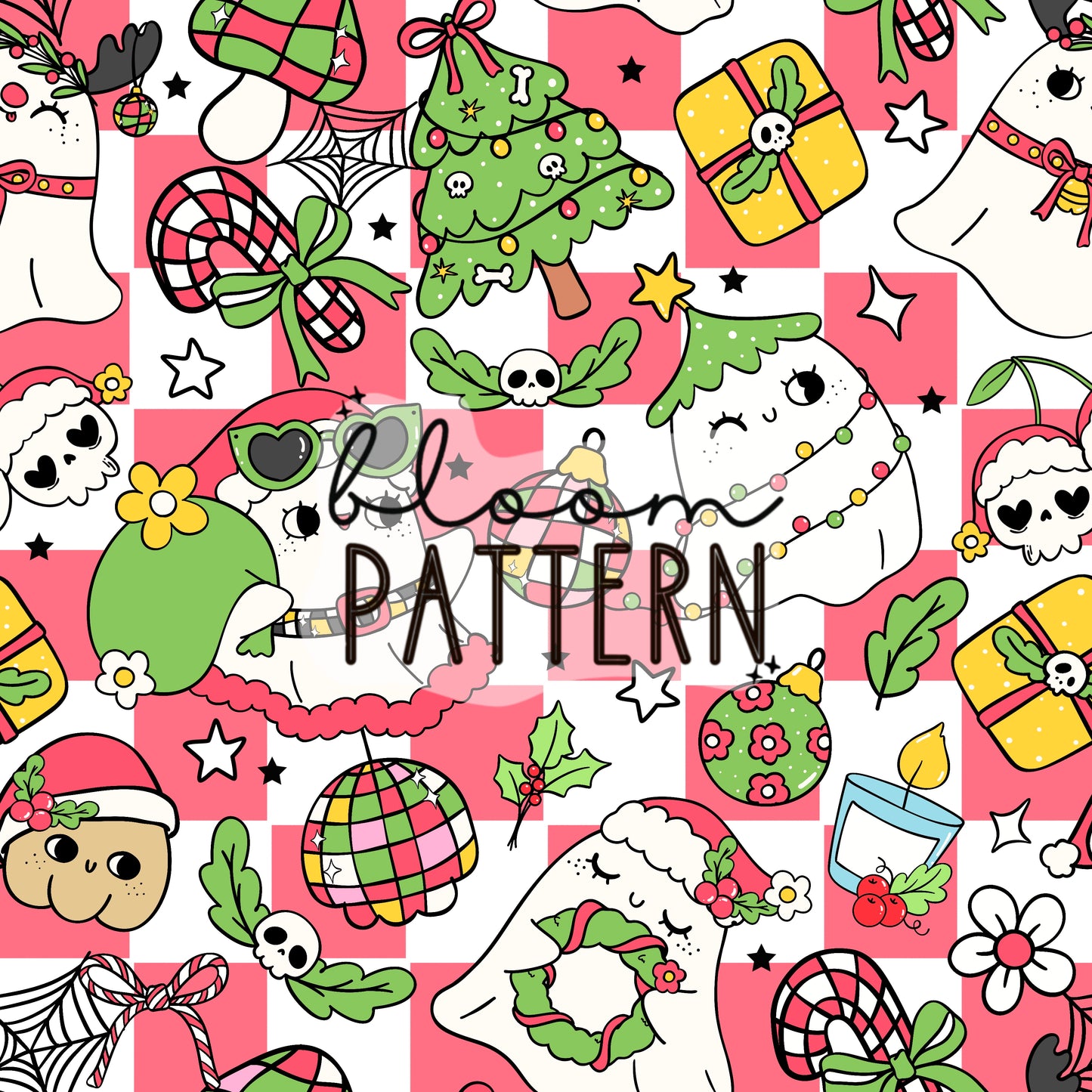 Ghost Christmas Seamless Pattern