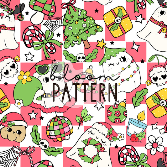 Ghost Christmas Seamless Pattern