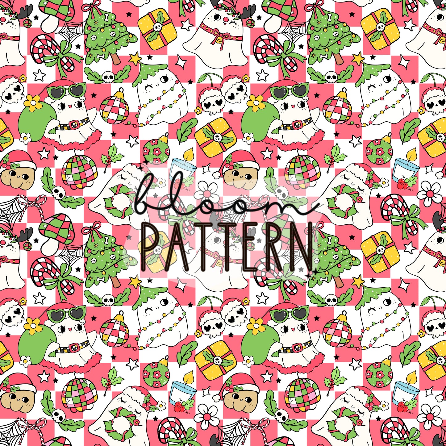 Ghost Christmas Seamless Pattern