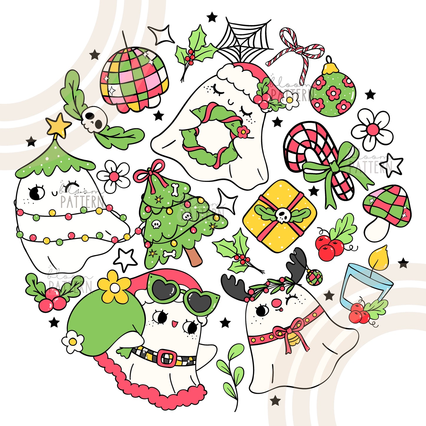 Ghost Christmas Sublimation Design