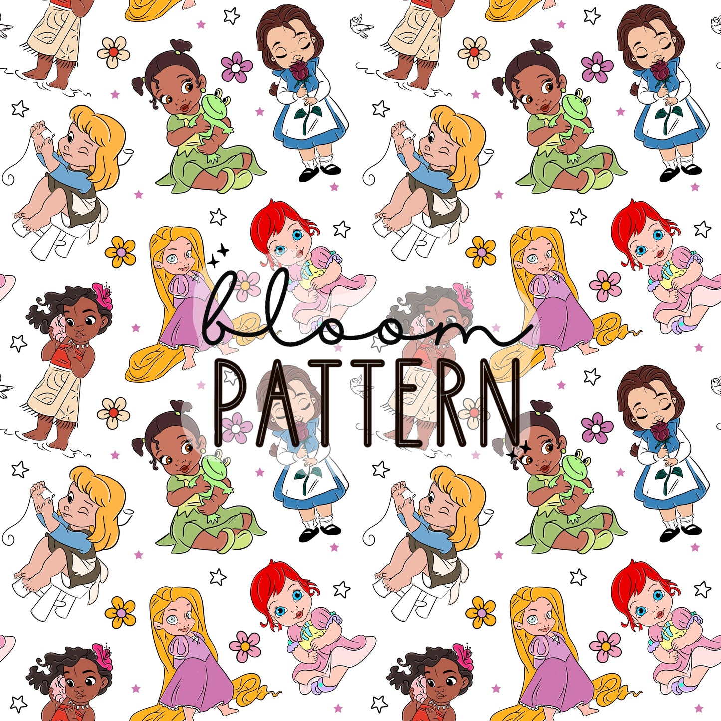 Baby Princess Mouse Ears Seamless Pattern