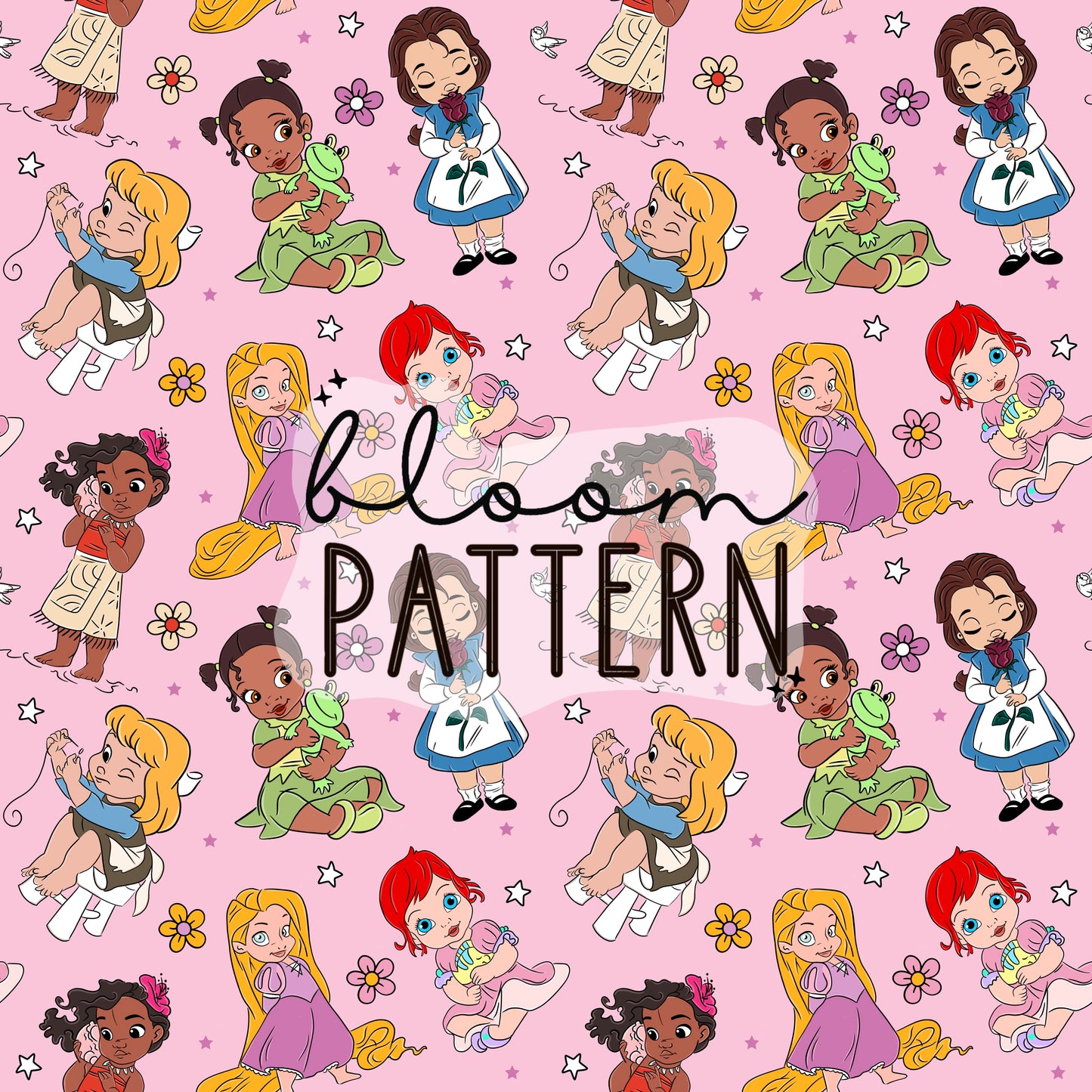 Baby Princess Mouse Ears Seamless Pattern