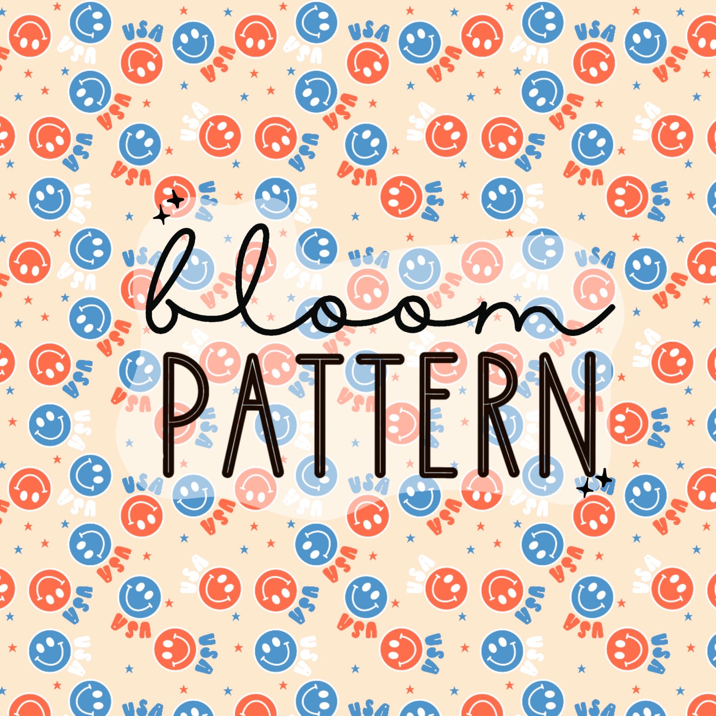 4th of july Smiley Face Retro Seamless Pattern