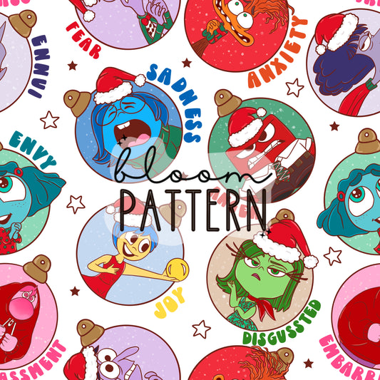 Christmas Inside Out 2 Emotions Seamless Pattern