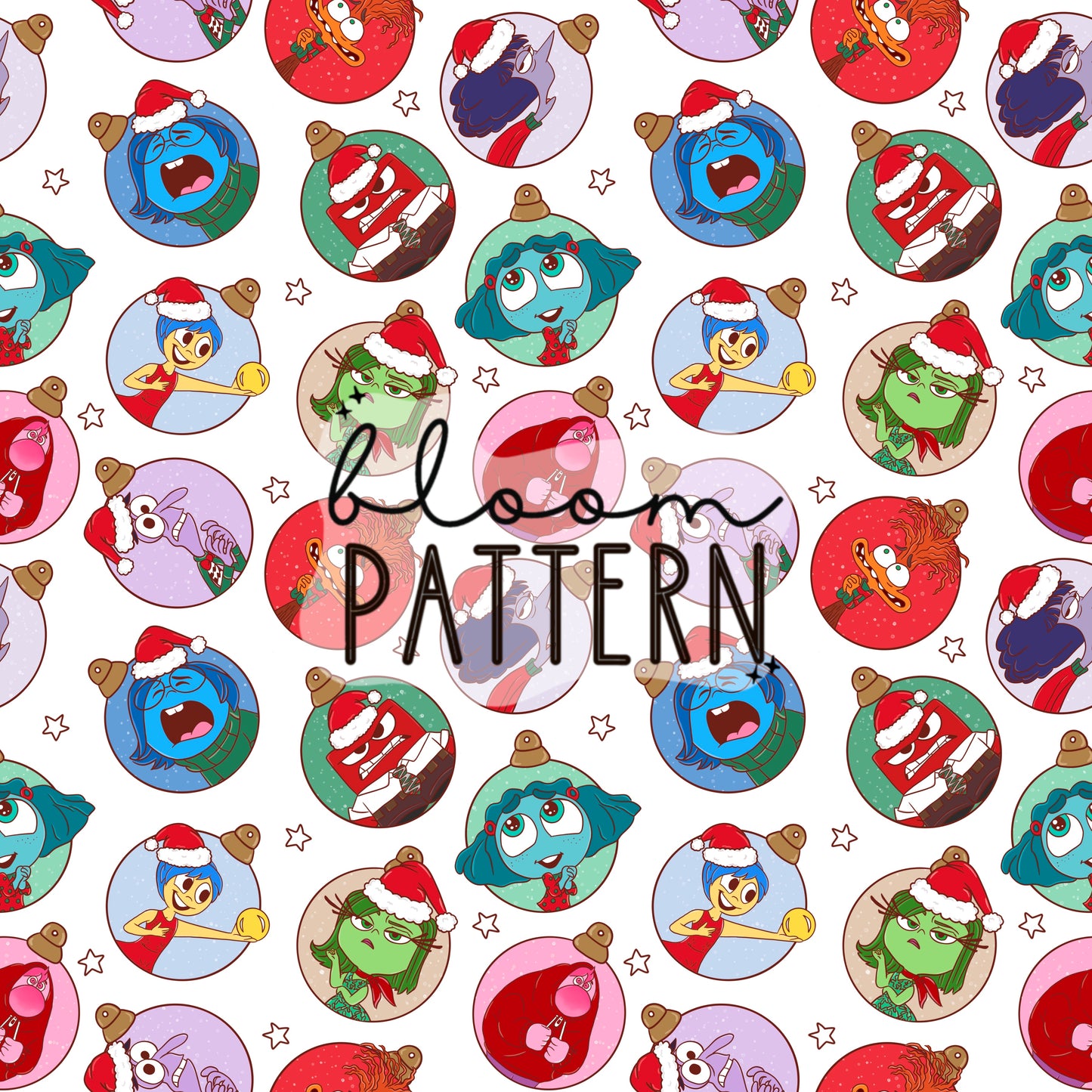 Christmas Inside Out 2 Emotions Seamless Pattern