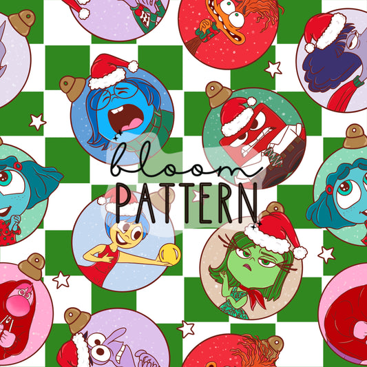 Christmas Inside Out 2 Emotions Seamless Pattern