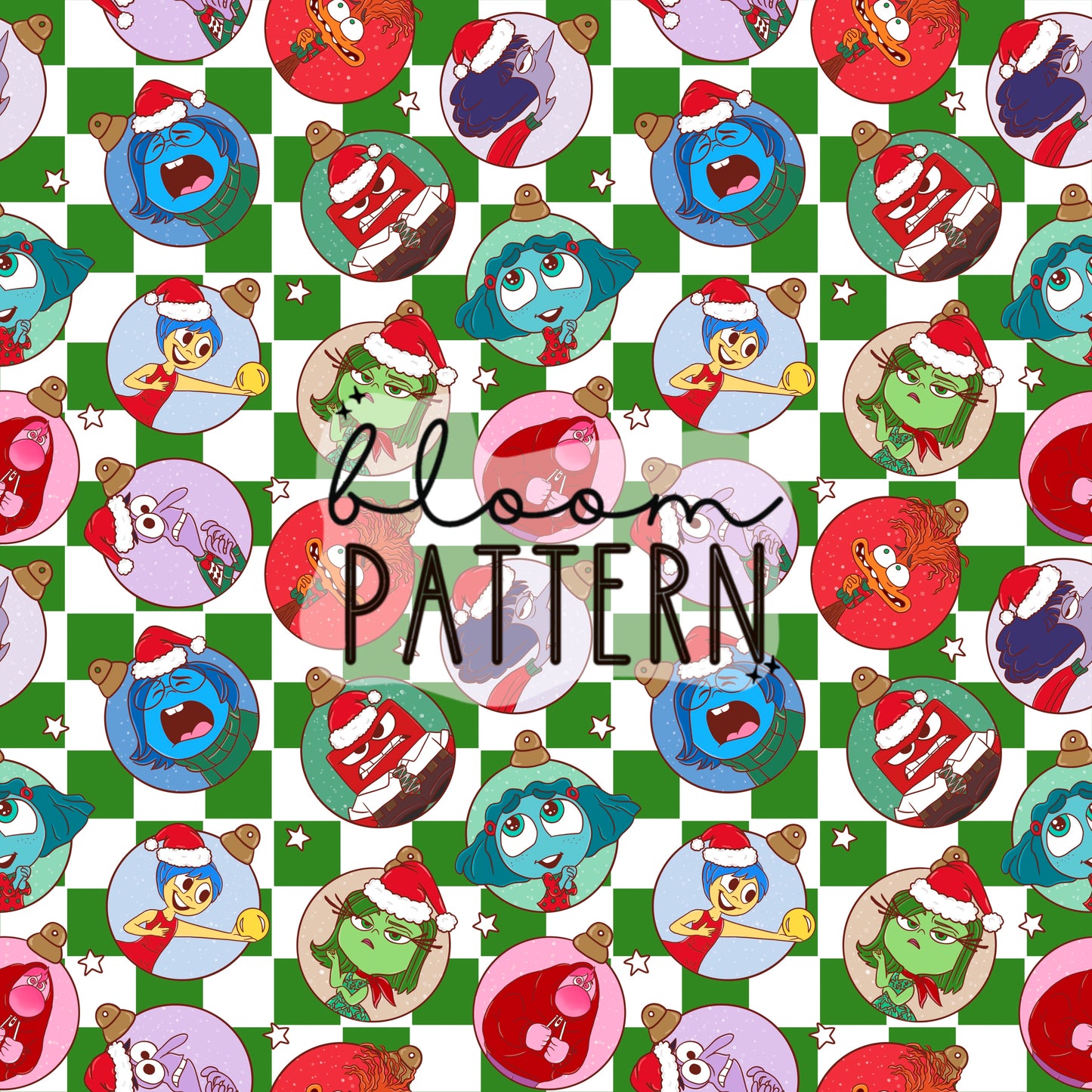 Christmas Inside Out 2 Emotions Seamless Pattern