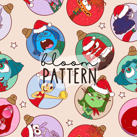 Christmas Inside Out 2 Emotions Seamless Pattern