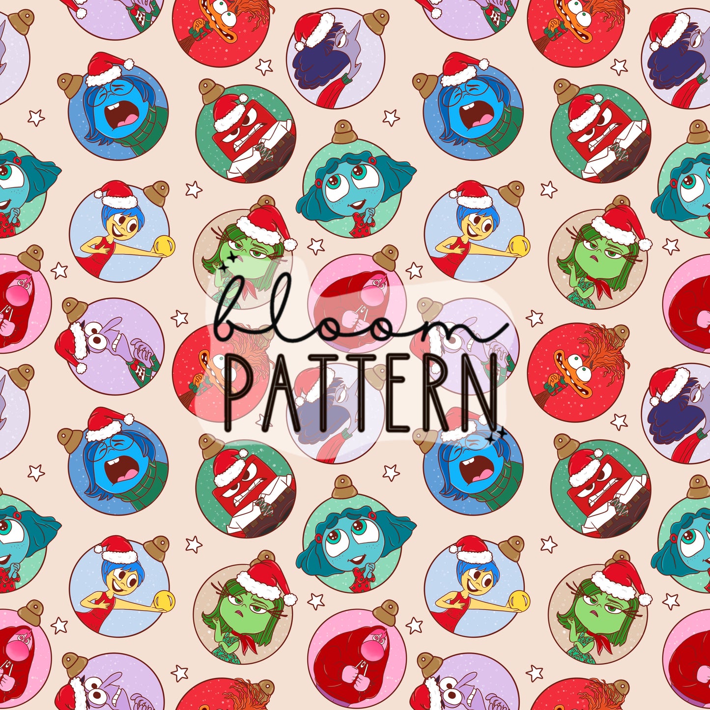 Christmas Inside Out 2 Emotions Seamless Pattern