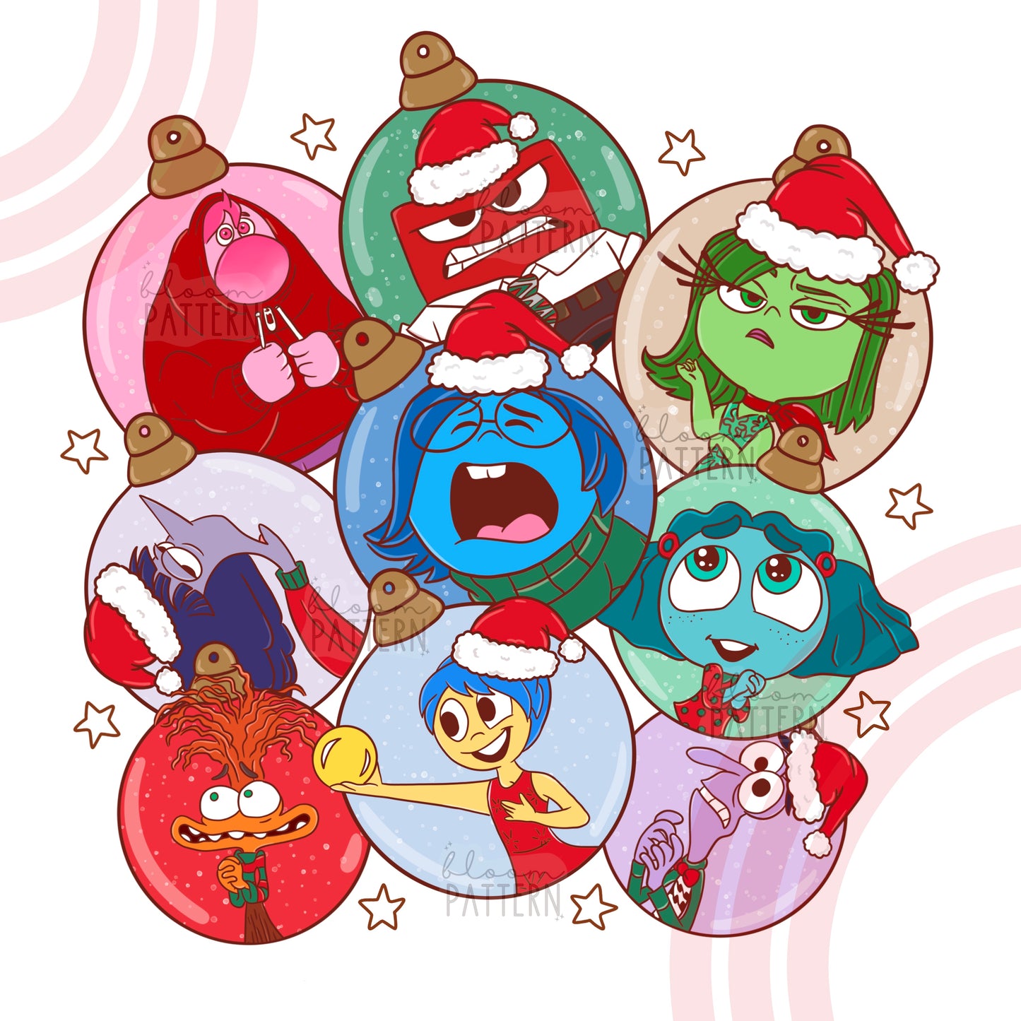 Christmas Inside Out 2 Emotions Sublimation Design