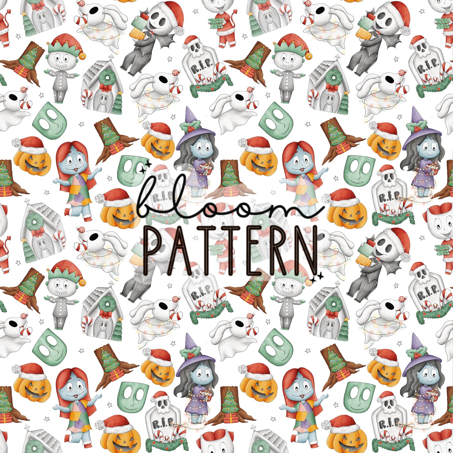 Jack Christmas Spooky Sally Seamless Pattern