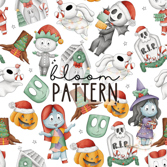 Jack Christmas Spooky Sally Seamless Pattern