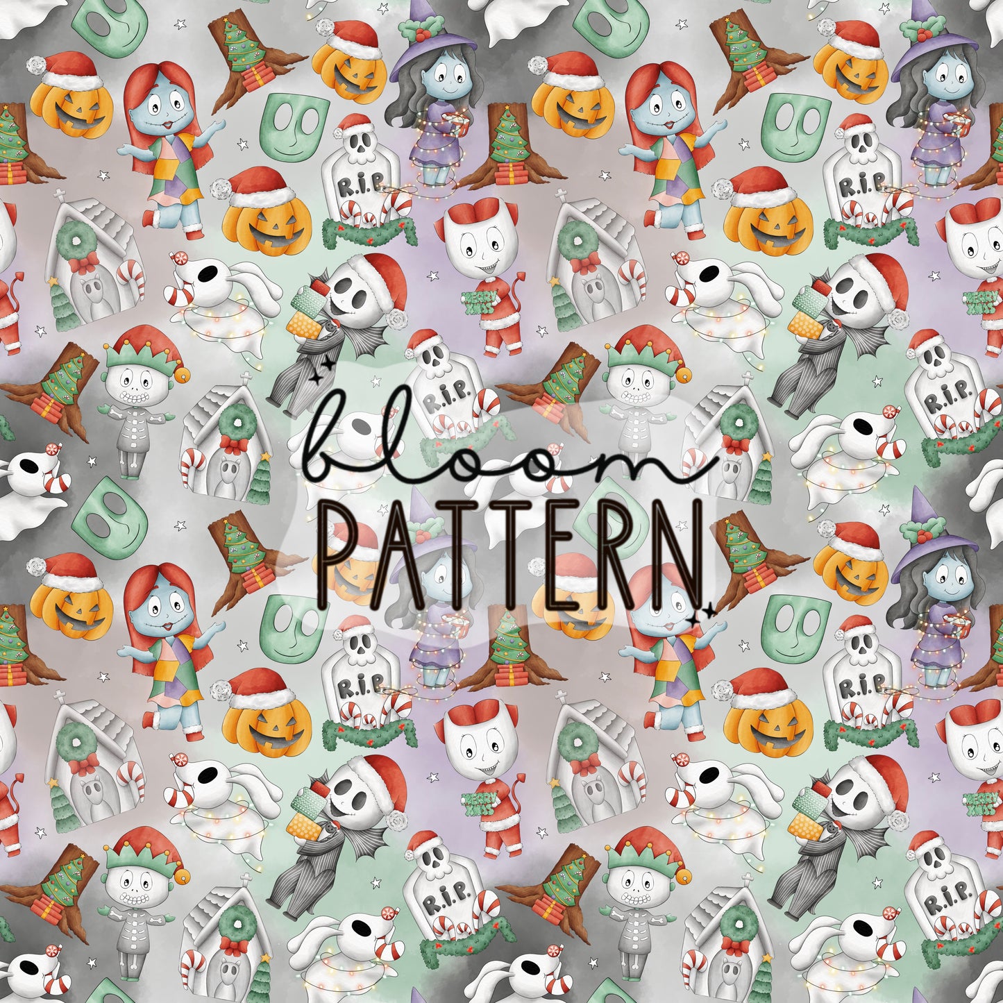 Jack Christmas Spooky Sally Seamless Pattern