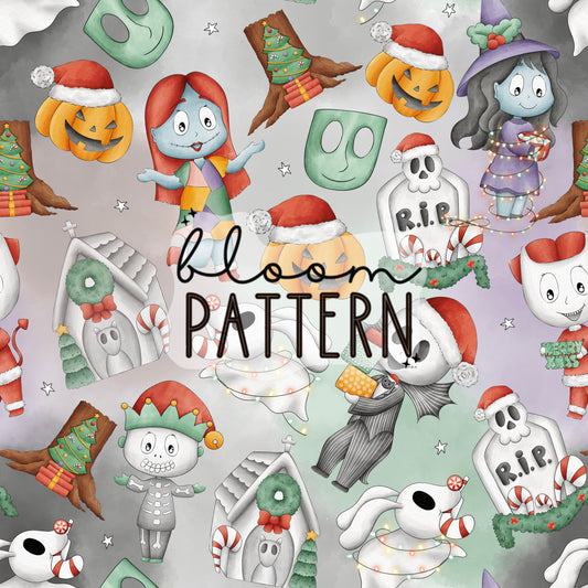 Jack Christmas Spooky Sally Seamless Pattern