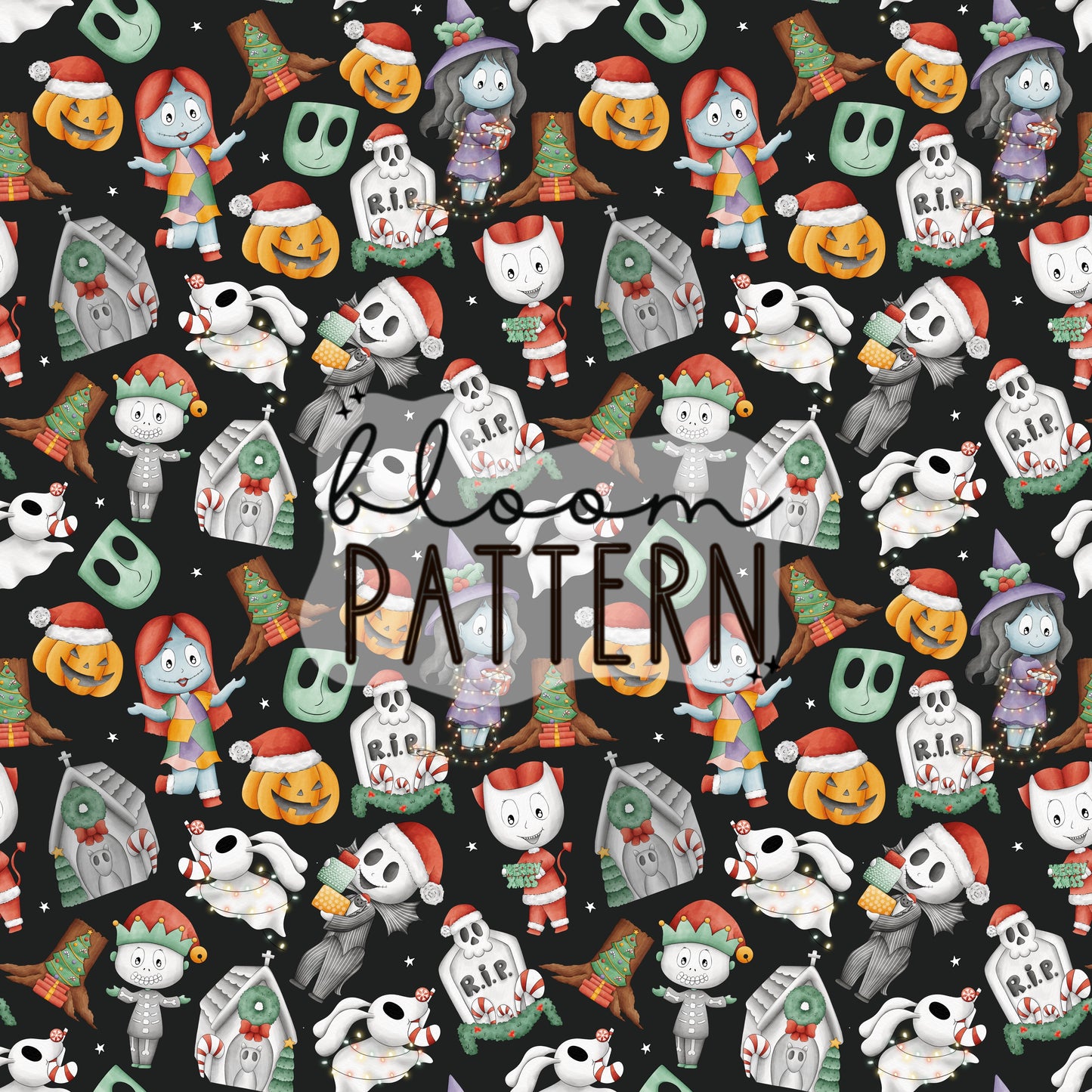 Jack Christmas Spooky Sally Seamless Pattern