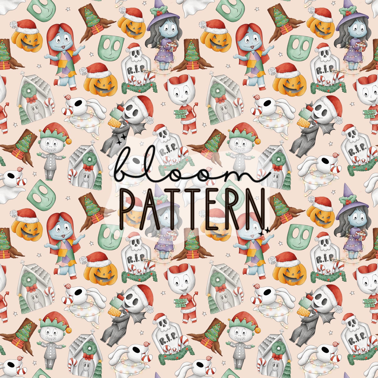 Jack Christmas Spooky Sally Seamless Pattern