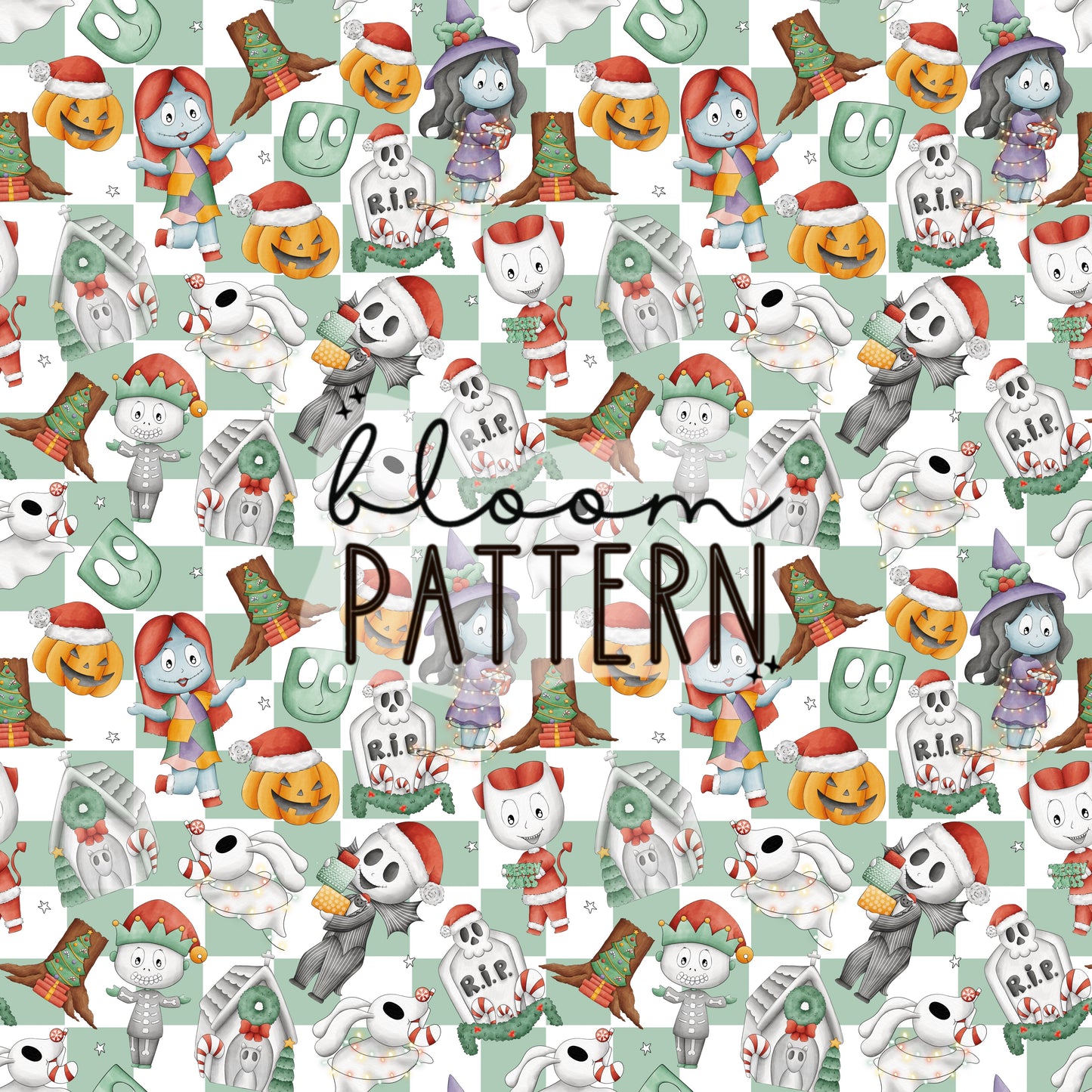 Jack Christmas Spooky Sally Seamless Pattern