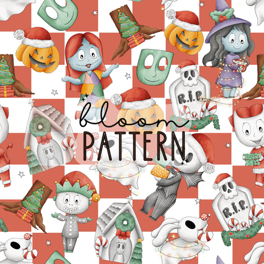 Jack Christmas Spooky Sally Seamless Pattern