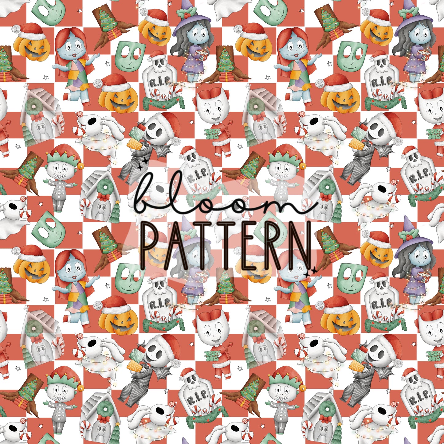 Jack Christmas Spooky Sally Seamless Pattern