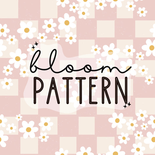 Check Pink Boho Flower Seamless Pattern