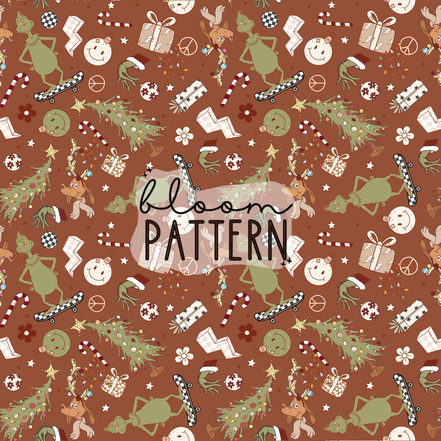 Retro Grinch Christmas Seamless Pattern