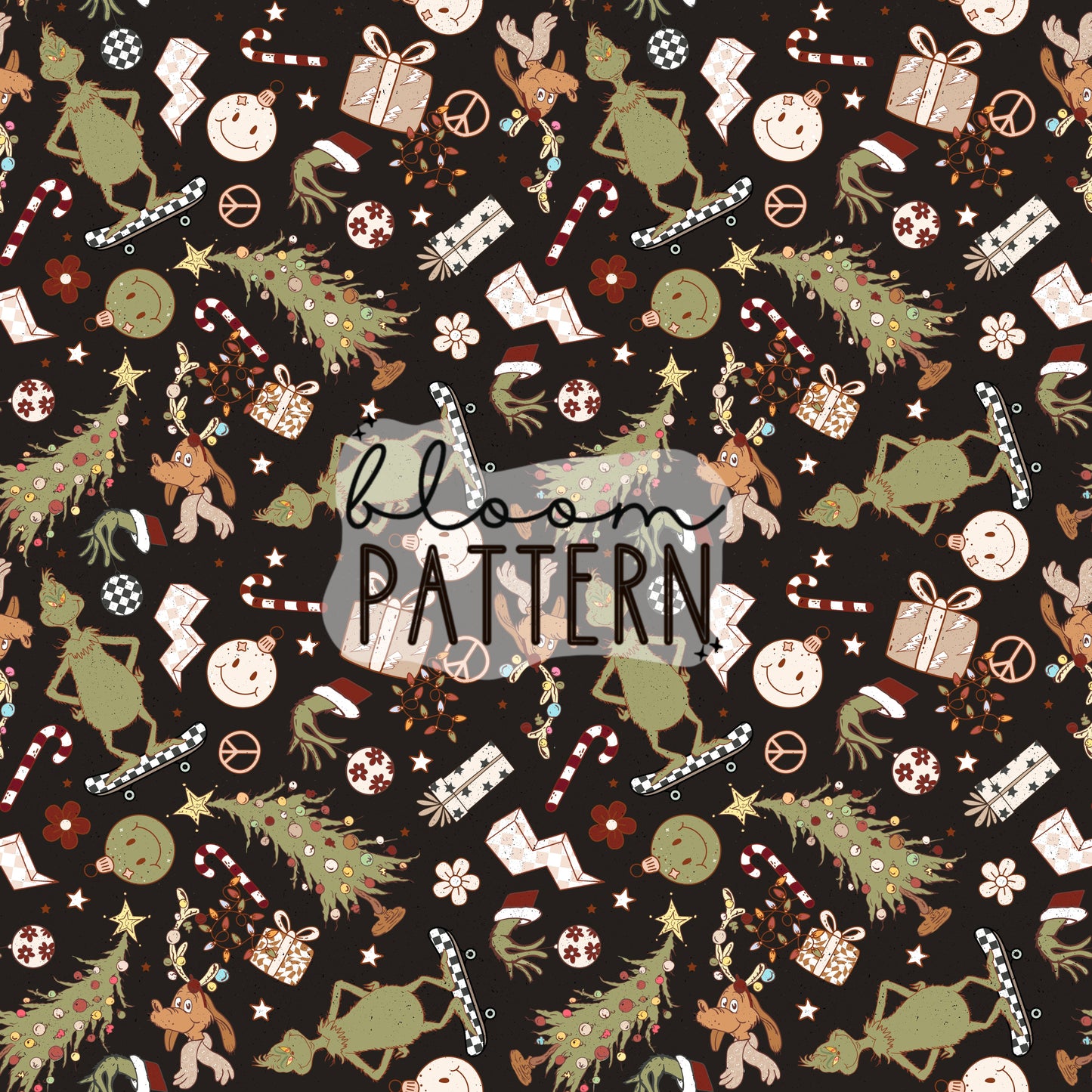 Retro Grinch Christmas Seamless Pattern